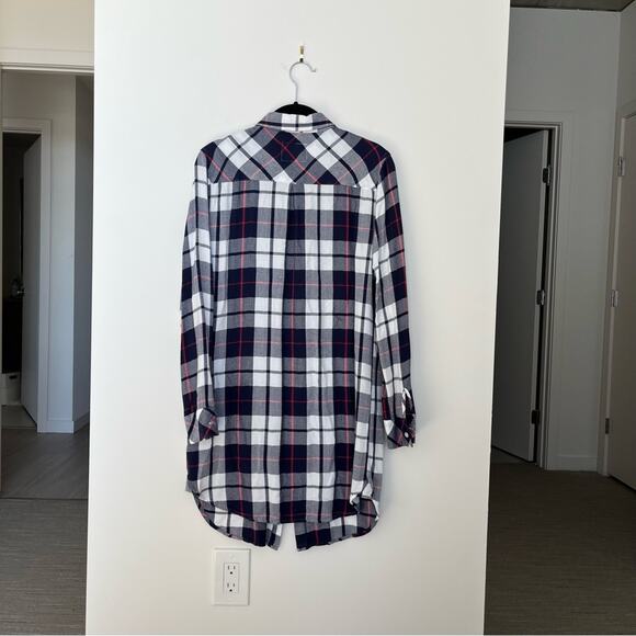 Rails Sawyer Button Down Dress in White & Navy & Cranberry Size S - Picture 3 of 4